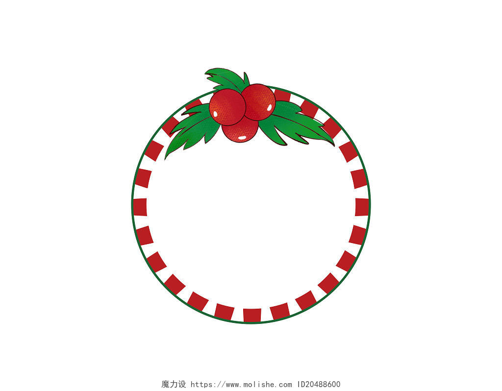 红绿色卡通手绘圆形圣诞边框PNG素材圣诞节圣诞边框